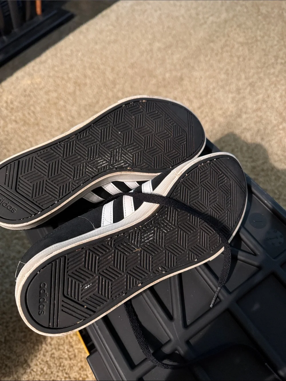 adidas Women’s Black Sneakers with White Stripes - Picture 3 of 4